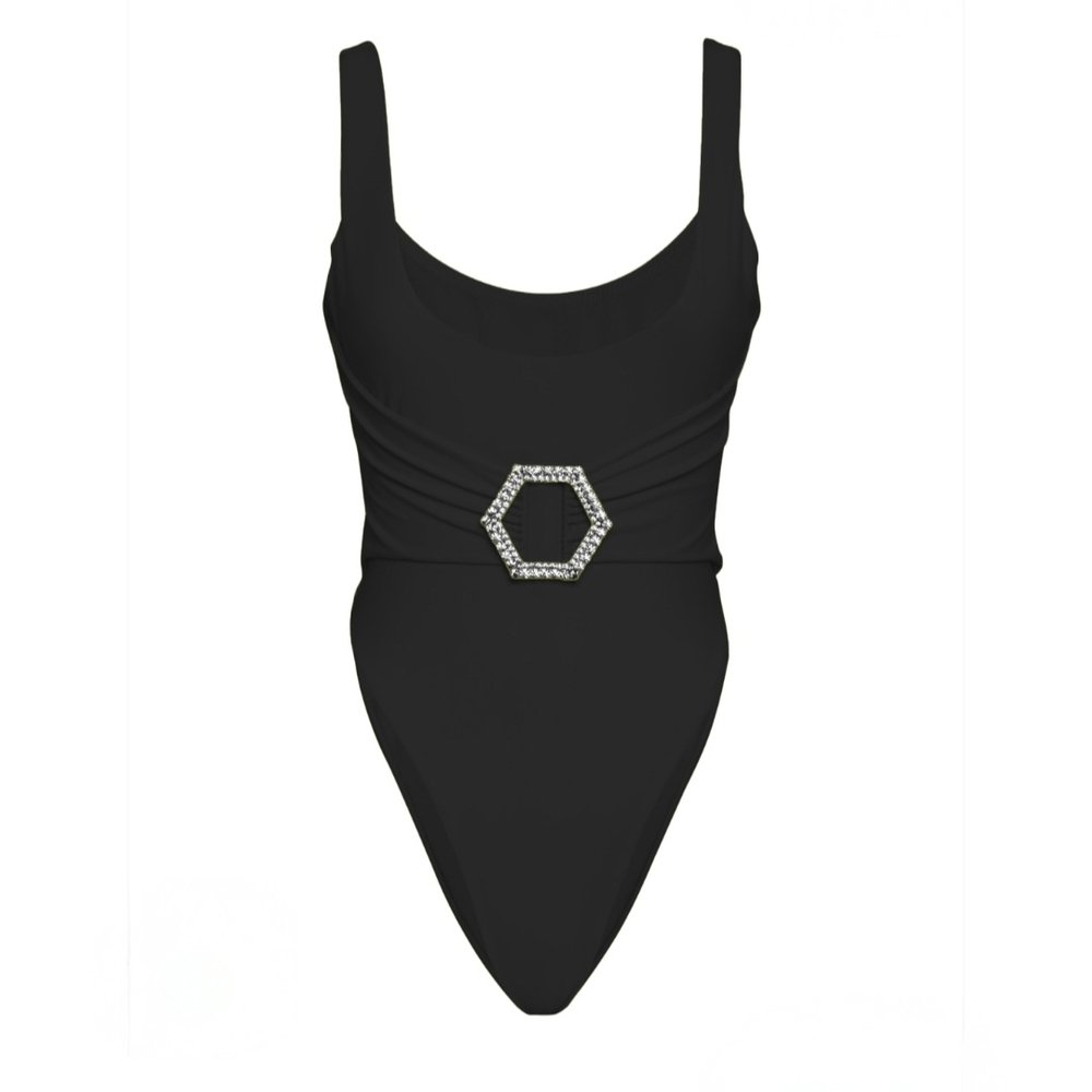 Philipp Plein Black One-Piece with Silver Accent